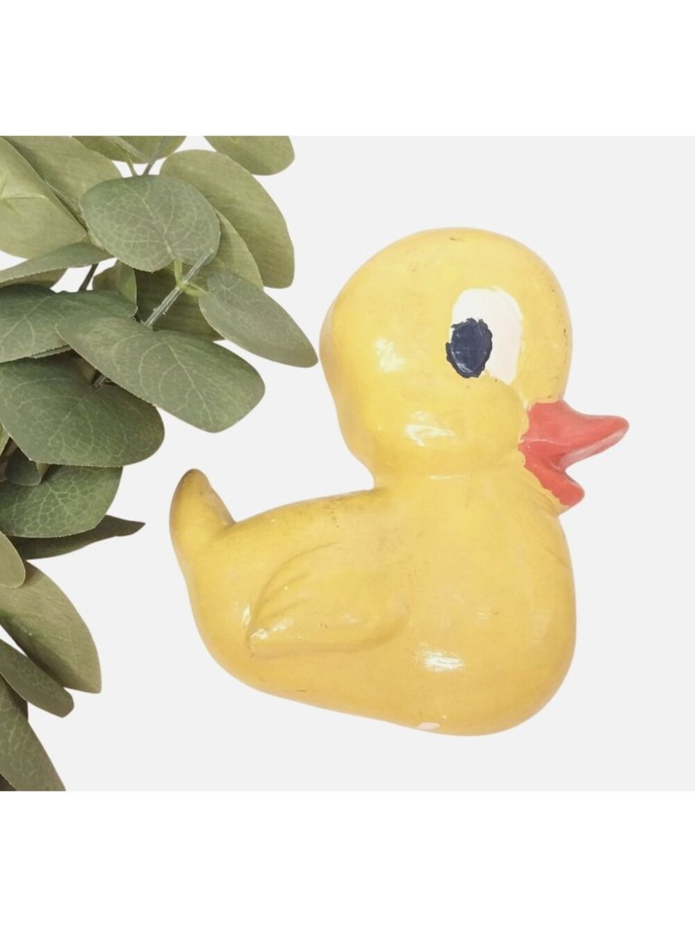 Vintage Chalkware Yellow Duck Wall Hanging Plaque 1979